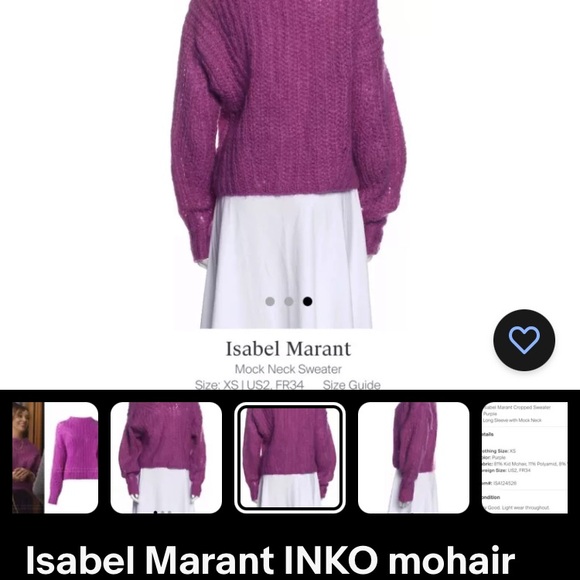 Isabel Marant INKO mohair 34 US2 XS/S sweater purple pink raspberry wool celebri - Picture 2 of 6